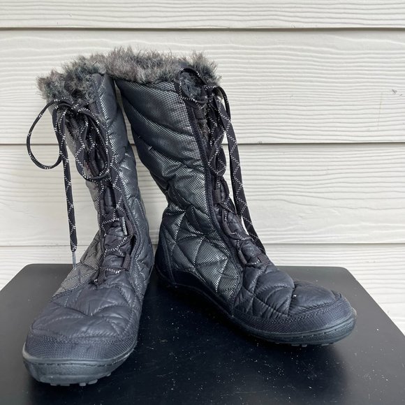 Columbia Women's Omni Heat Black Waterproof Quitled Winter Black Bloots Size 10 - Picture 3 of 11